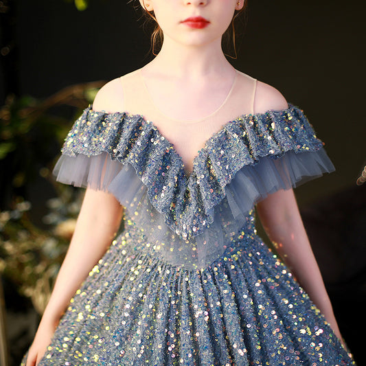 Big Children's Sequined Princess Dress Western-style Catwalk Show