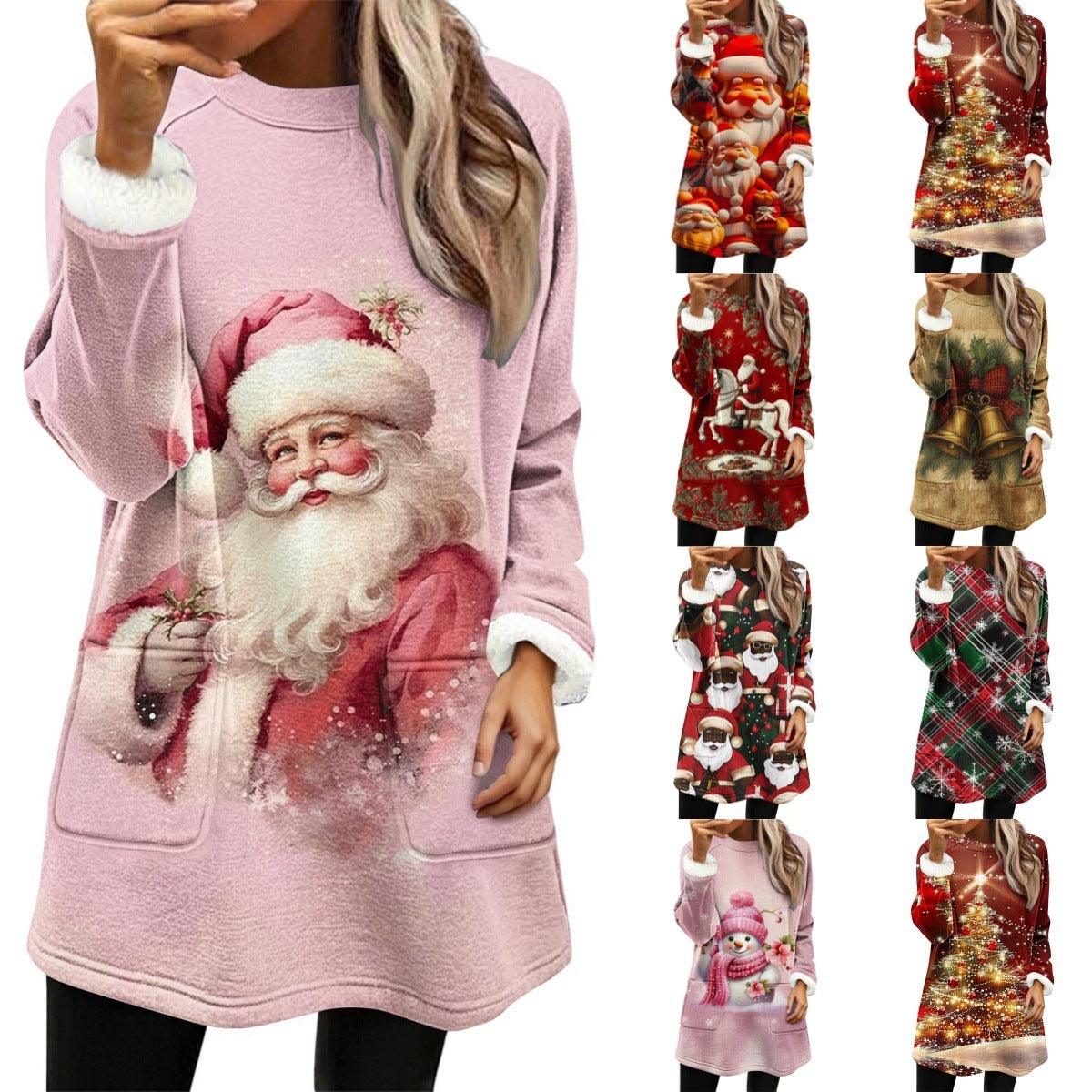 Snowman Digital Printing Casual Wide-sleeved Velvet Loose Sweater