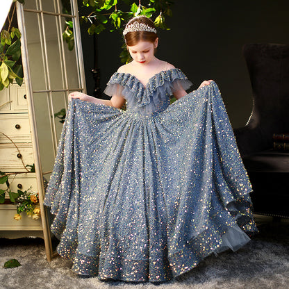 Big Children's Sequined Princess Dress Western-style Catwalk Show
