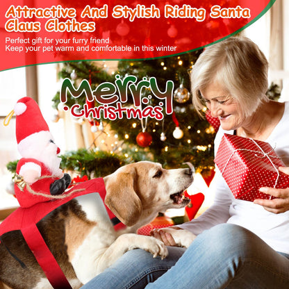 S-M-L-XL Options -- 1Pc Pet Christmas Costumes Red Winter Coat For Dog Riding Santa Claus With Bell Clothes New Year Outfit Cosplay Costumes Party Dress Up For Cats