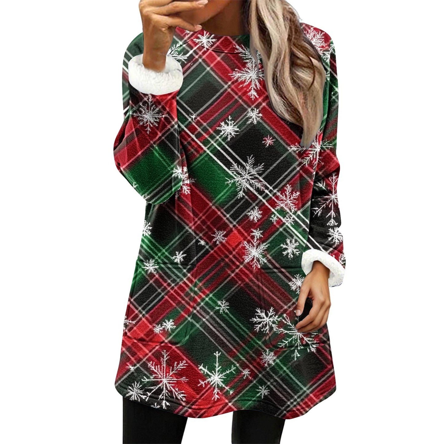 Snowman Digital Printing Casual Wide-sleeved Velvet Loose Sweater