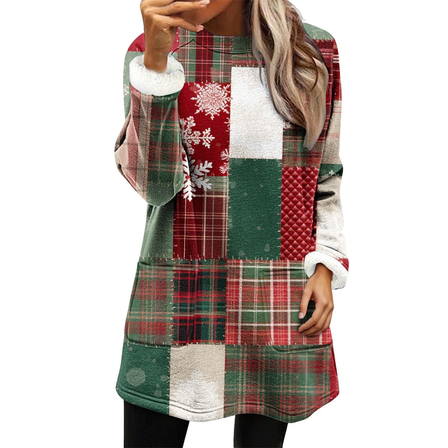 Snowman Digital Printing Casual Wide-sleeved Velvet Loose Sweater
