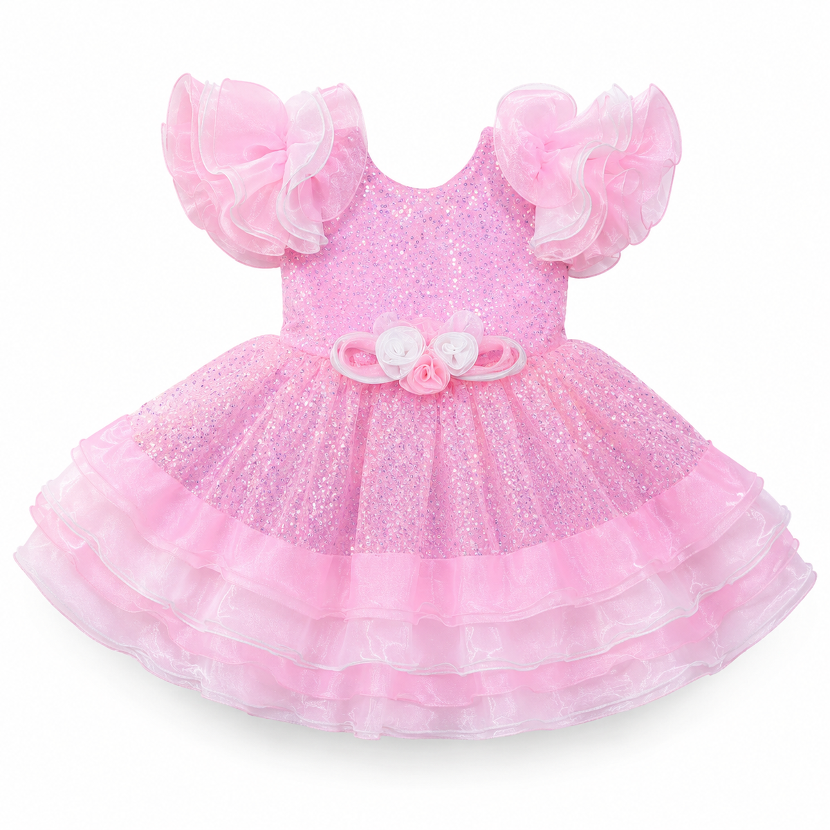 🌸 Girls’ Pink Sequin Princess Party Dress