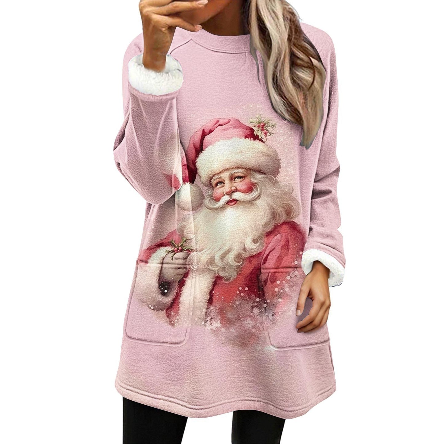Snowman Digital Printing Casual Wide-sleeved Velvet Loose Sweater