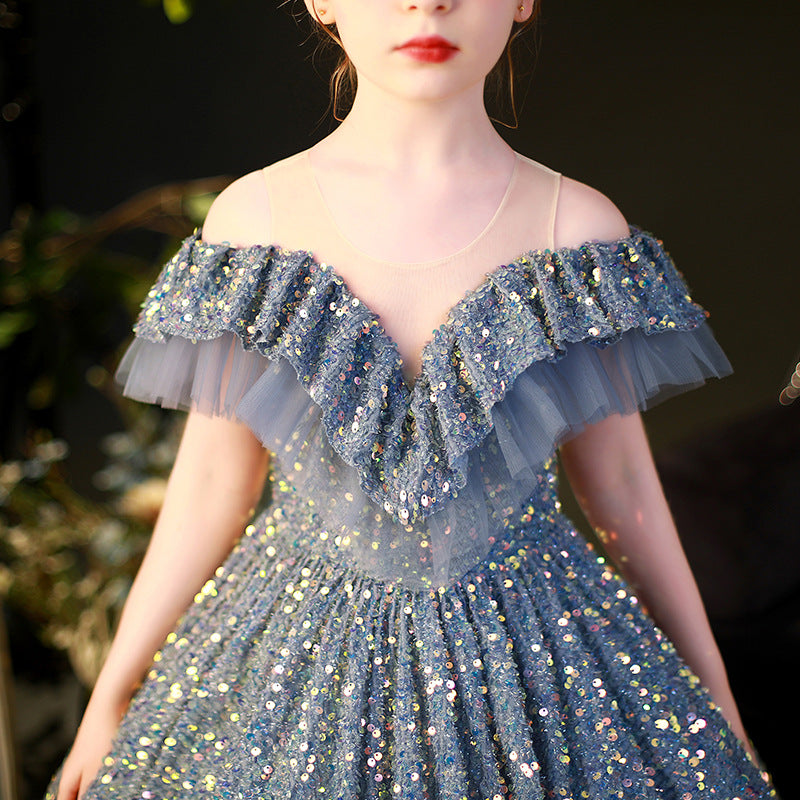 Big Children's Sequined Princess Dress Western-style Catwalk Show