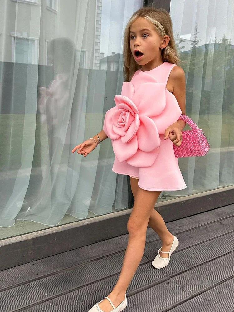 Girls' Three-dimensional Flower Catwalk Show Performance Dress