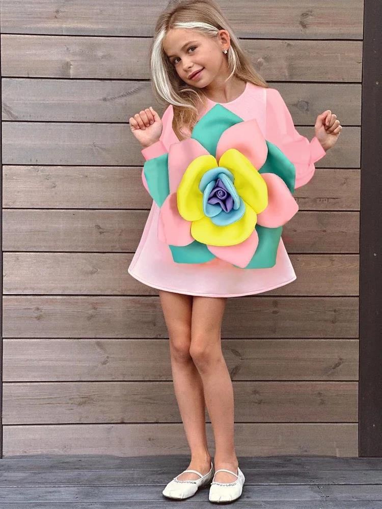 Girls' Three-dimensional Flower Catwalk Show Performance Dress