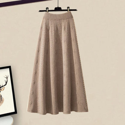 Slimming All-matching Knitted Sweater Skirt Two-piece Set