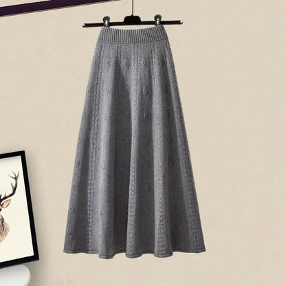 Slimming All-matching Knitted Sweater Skirt Two-piece Set